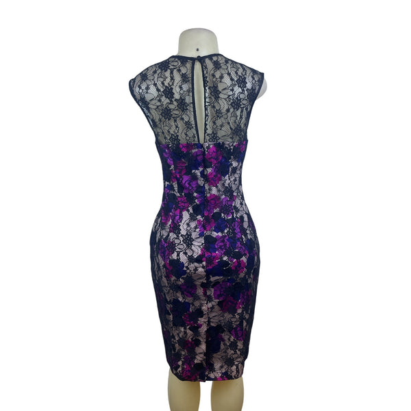 French Connection Black Floral Sleeveless Sheath Dress Women’s Multi-Color Sz 6