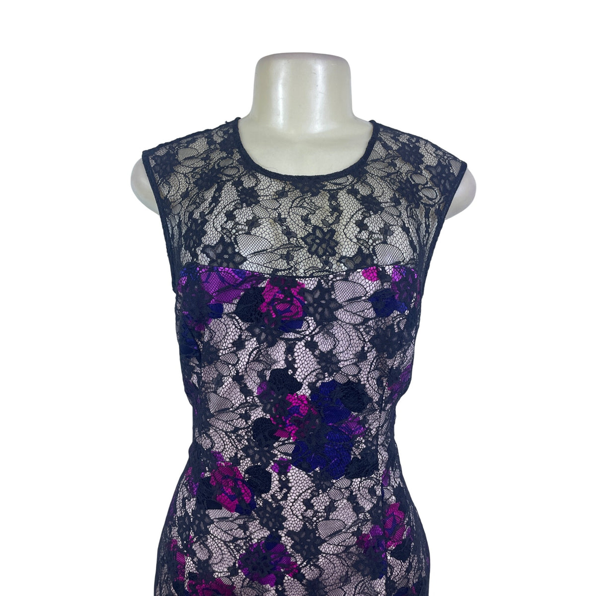 French Connection Black Floral Sleeveless Sheath Dress Women’s Multi-Color Sz 6