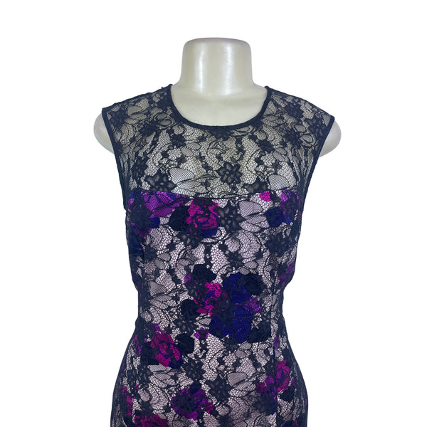 French Connection Black Floral Sleeveless Sheath Dress Women’s Multi-Color Sz 6