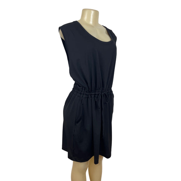 lou and grey black dress Lou and Grey Black Long Sleeve Dress with Drawstring Waist Size Large