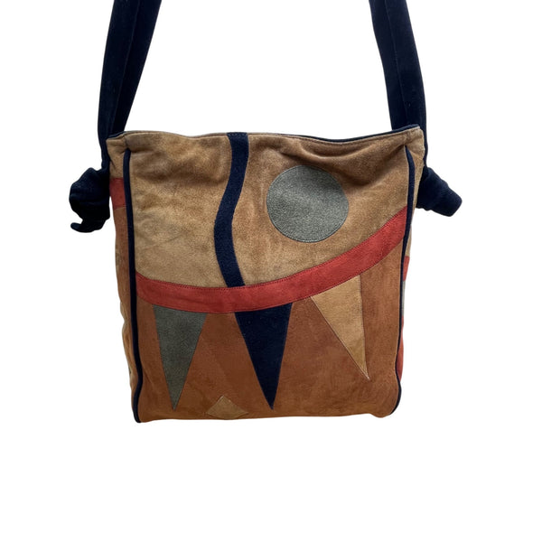 Avante Women’s Brown Multicolored Suede Patchwork Crossbody Bag