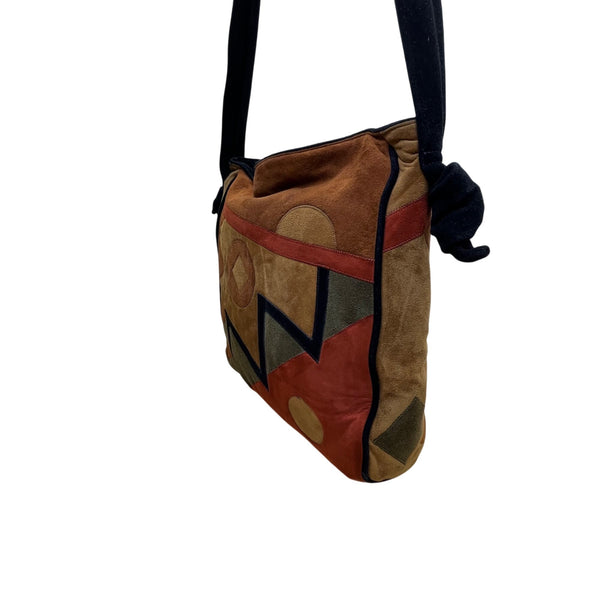 Avante Women’s Brown Multicolored Suede Patchwork Crossbody Bag