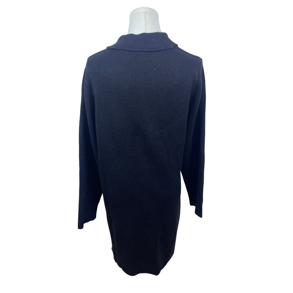 Cici Bird Womens Black Double-Breasted Long Knit Cardigan Sz L - New