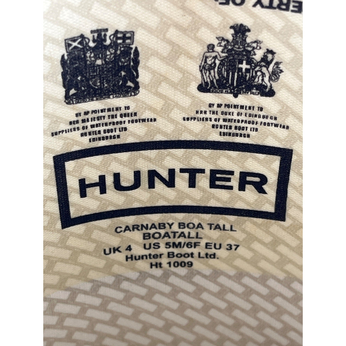 Hunter Carnaby Boa Tall Rain Boots Black Boa Skin Textured Rubber Siz 5M/6F