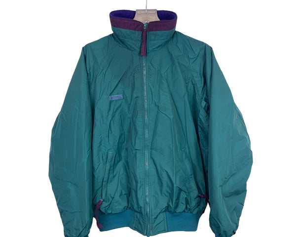 Columbia Mens Teal & Purple Radial Sleeve Jacket Size L Lightweight Nylon Outerwear