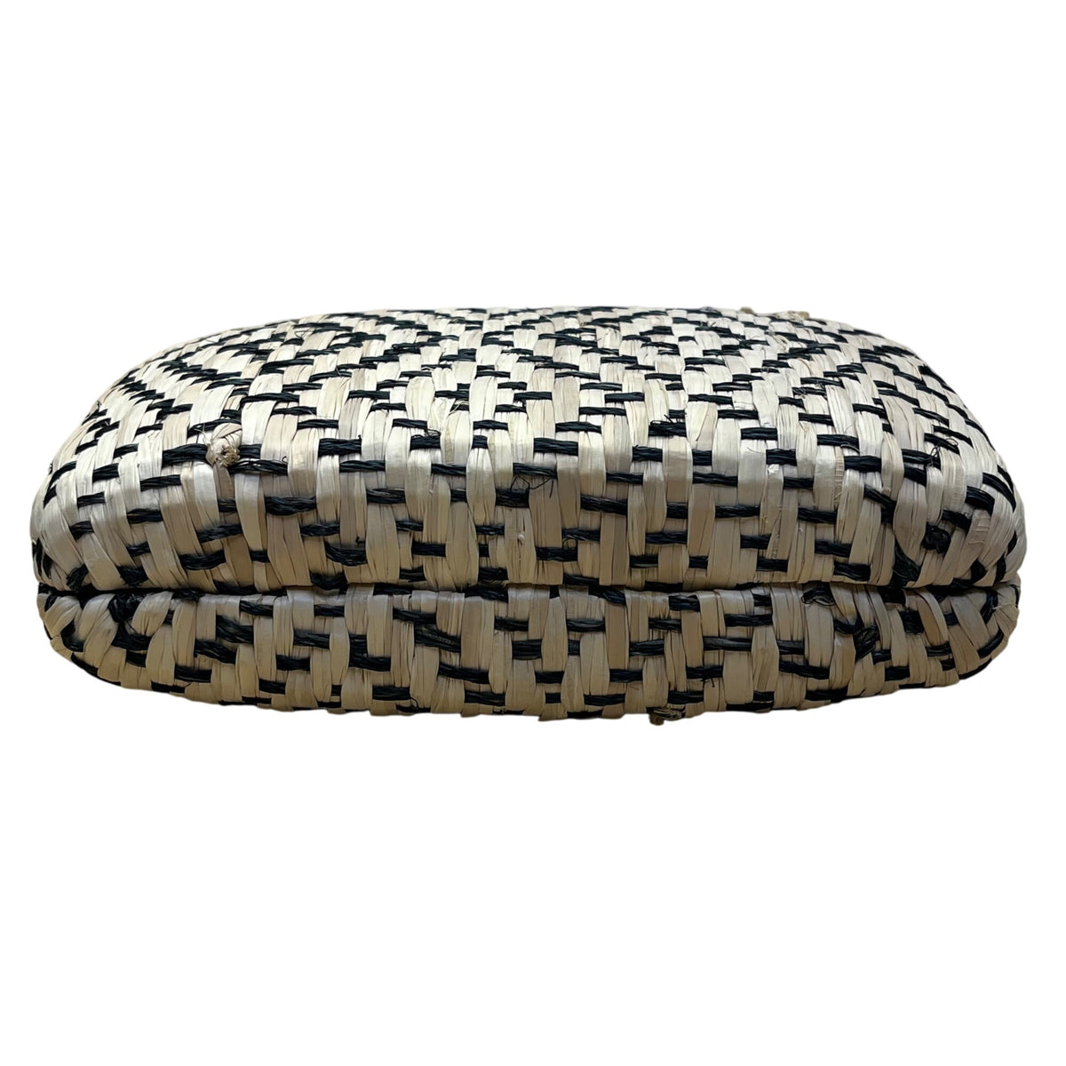Kayu Women’s Beige & Black Woven With Retractable Gold Chain Strap Clutch Size S
