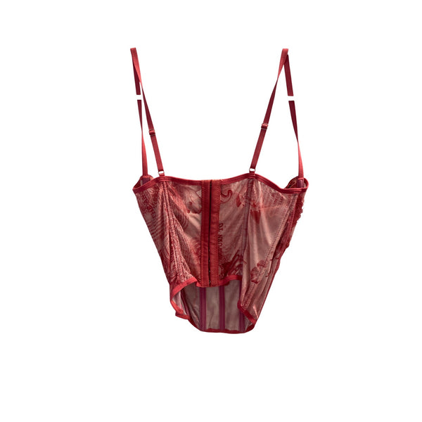 Shein Womens Red Lace Corset Top Size Small