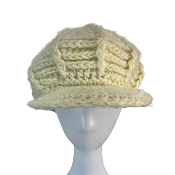 Handmade Chunky Knit Cream Acrylic fiber Newsboy Cap