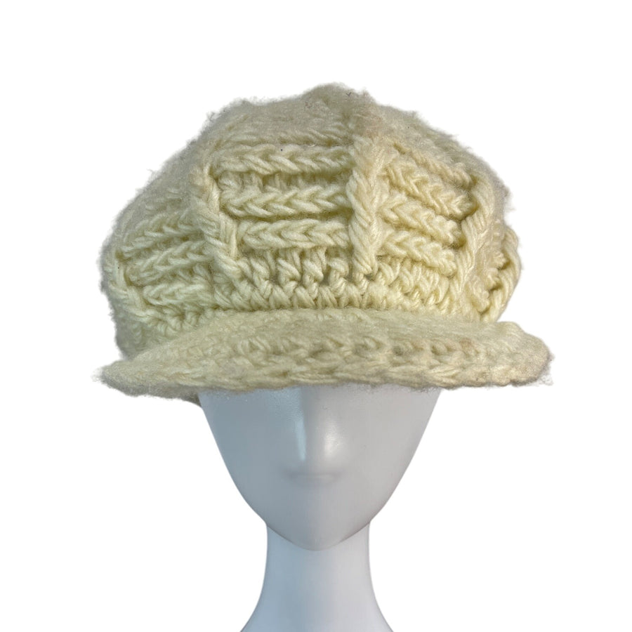 Handmade Chunky Knit Cream Acrylic fiber Newsboy Cap