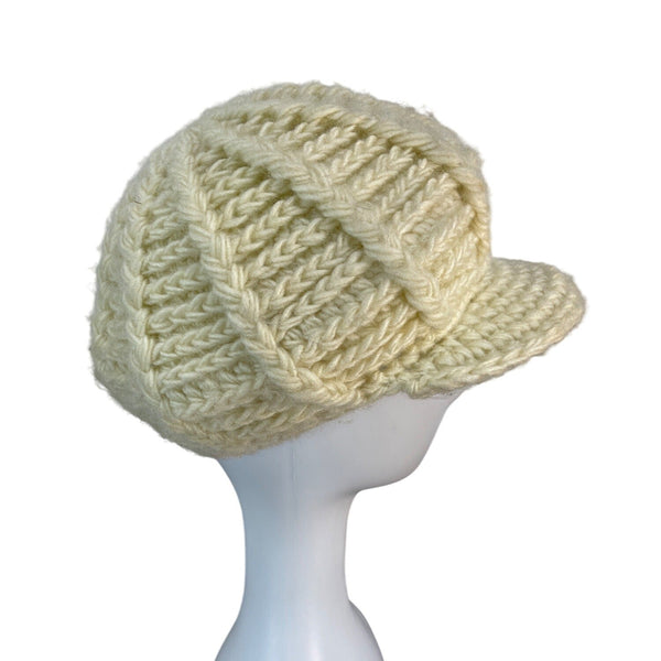 Handmade Chunky Knit Cream Acrylic fiber Newsboy Cap