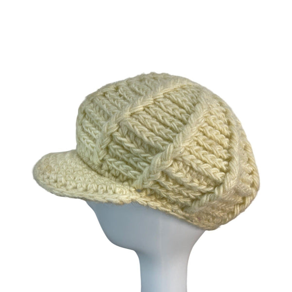 Handmade Chunky Knit Cream Acrylic fiber Newsboy Cap