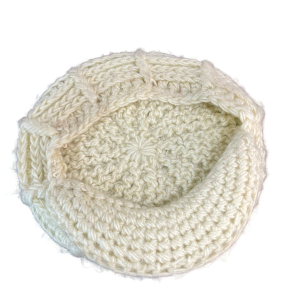 Handmade Chunky Knit Cream Acrylic fiber Newsboy Cap