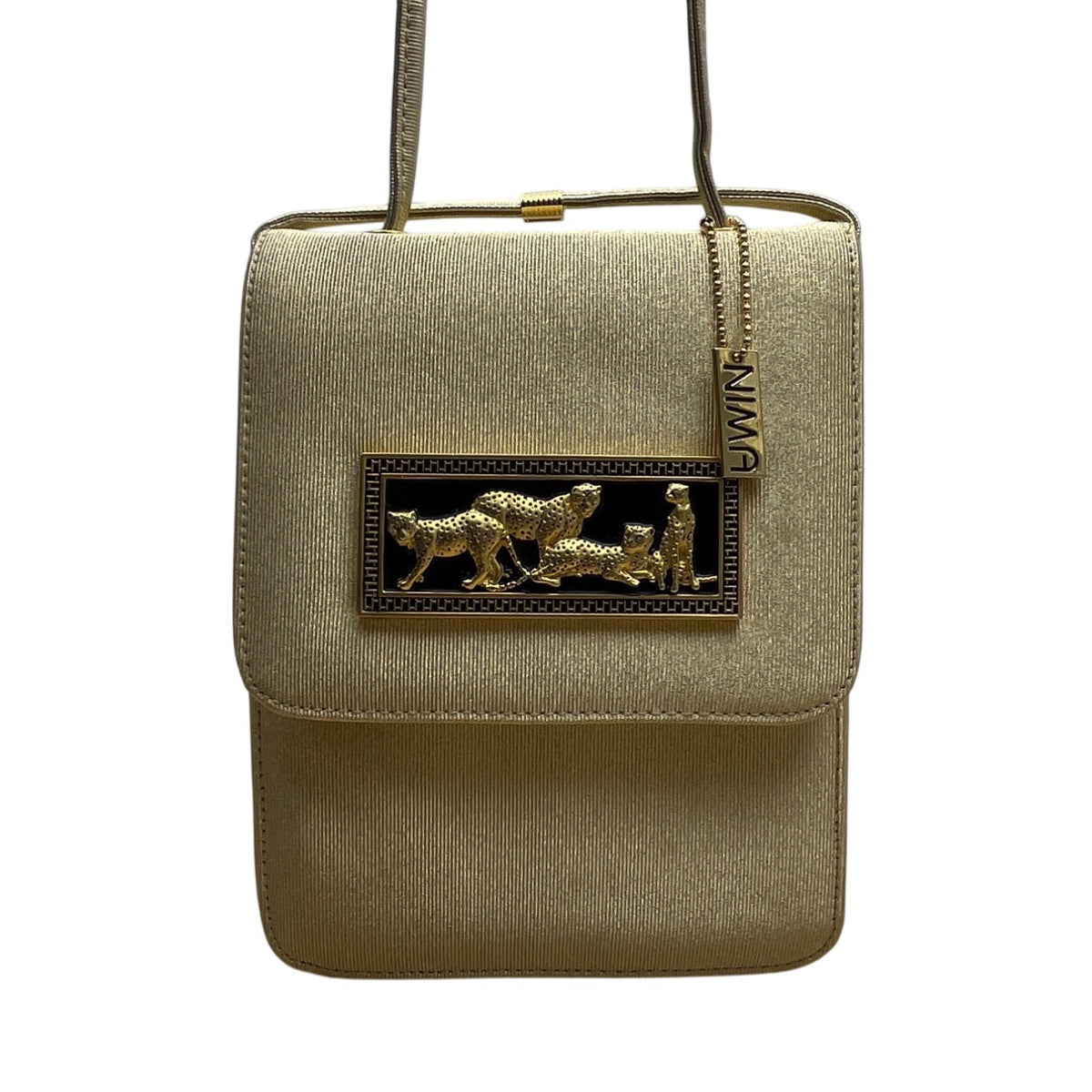 Vintage Nima Women’s Gold Leopard Coalition Embellishment Evening Crossbody Bag