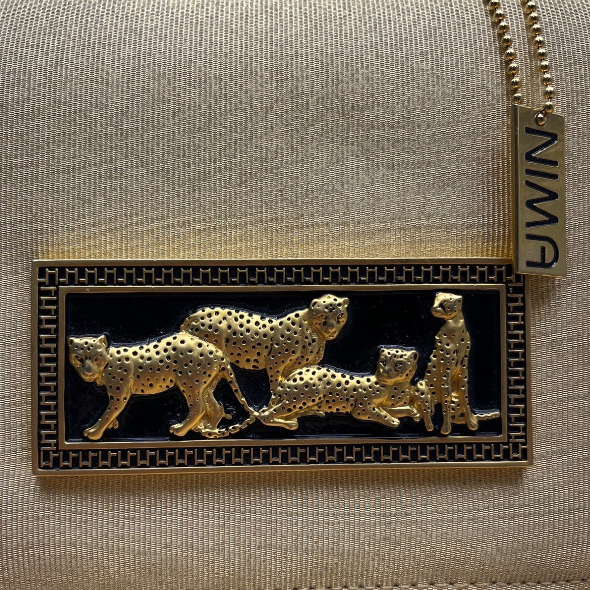 Vintage Nima Women’s Gold Leopard Coalition Embellishment Evening Crossbody Bag