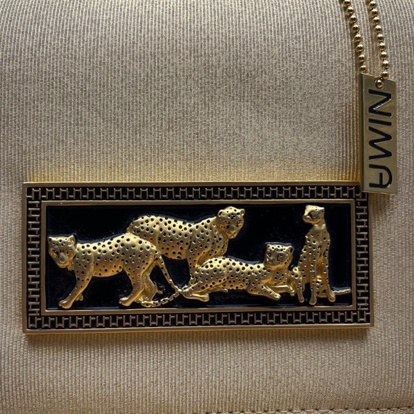 Vintage Nima Women’s Gold Leopard Coalition Embellishment Evening Crossbody Bag