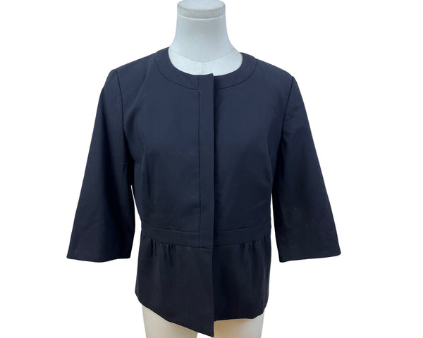 J.Crew Women’s Black Peplum Jacket Button-Front Stylish Design Size 8