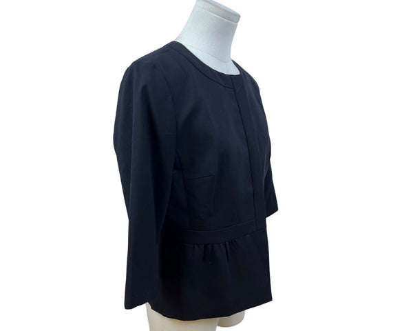 J.Crew Women’s Black Peplum Jacket Button-Front Stylish Design Size 8