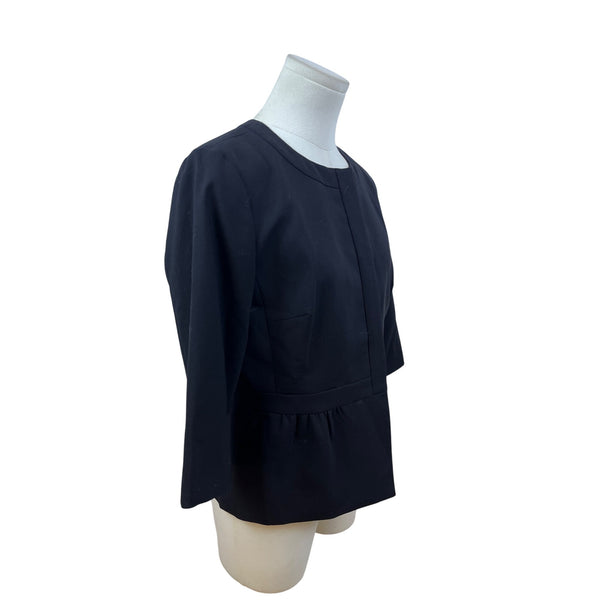 J.Crew Women’s Black Peplum Jacket Button-Front Stylish Design Size 8
