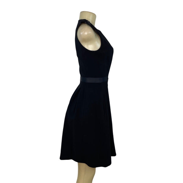 White House Black Market Women’s Sleeveless Black Asymmetrical Zip Dress Sz 0