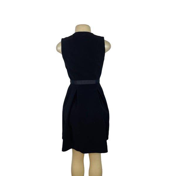 White House Black Market Women’s Sleeveless Black Asymmetrical Zip Dress Sz 0