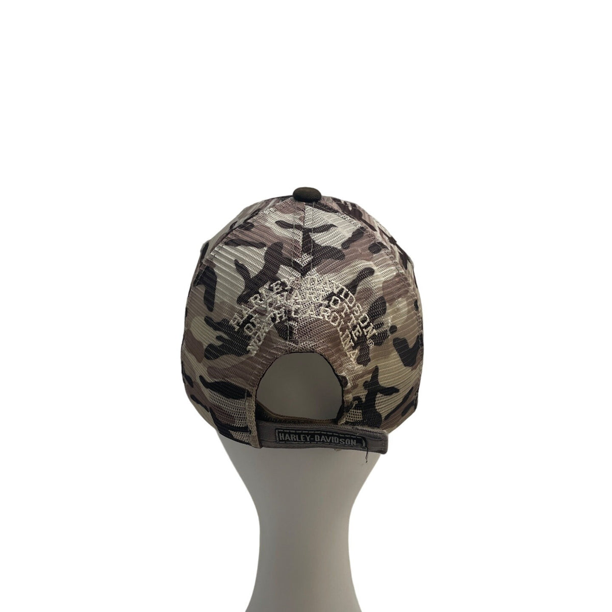 Harley Davidson Charlotte NC Gray Trucker Hat with Cammo Pattern One-Size