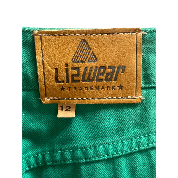 Vintage Lizwear Womens Green Denim Jeans Size 12 Straight Leg