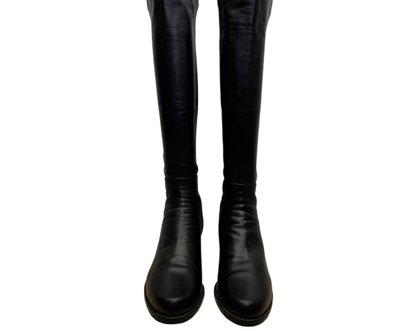 Stuart Weitzman Women’s Black Leather Mezzamezza Tall Riding Boots Size 8M