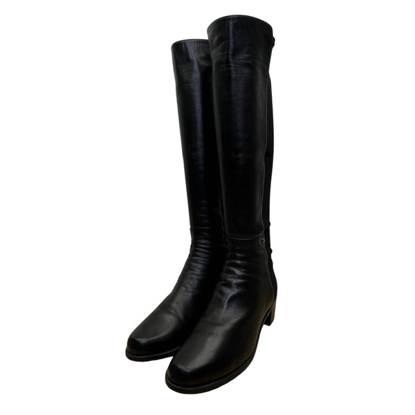 Stuart Weitzman Women’s Black Leather Mezzamezza Tall Riding Boots Size 8M