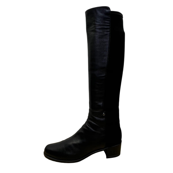 Stuart Weitzman Women’s Black Leather Mezzamezza Tall Riding Boots Size 8M