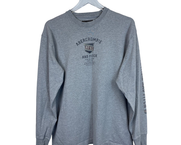 Abercrombie & Fitch Mens Gray Cotton Long Sleeve Graphic Crewneck Shirt Size M