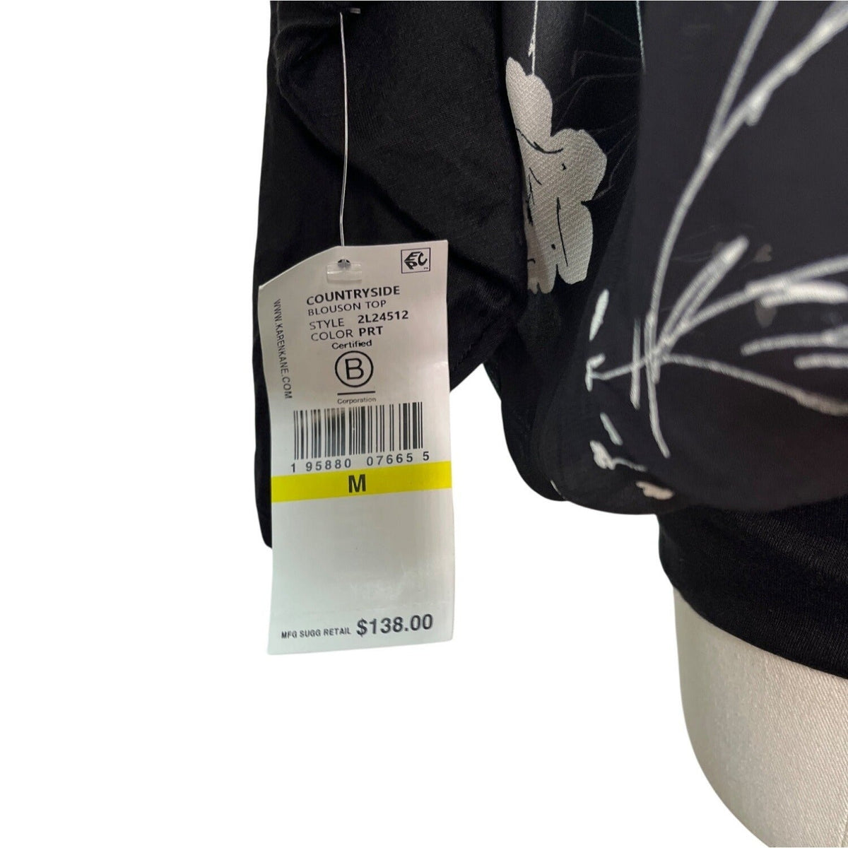 Karen Kane Womens Black Blouse With Floral Print Size M - New