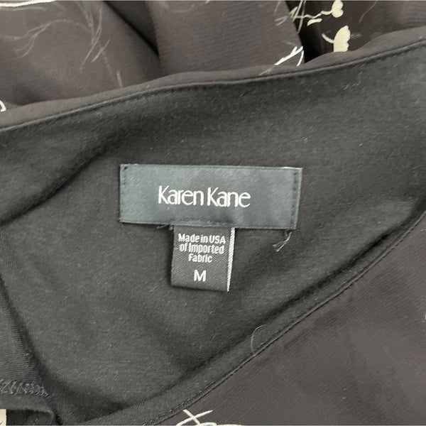 Karen Kane Womens Black Blouse With Floral Print Size M - New