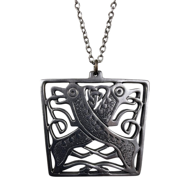 Vintage Silver Tone Intricate Pendant Necklace With Chain