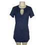Abbeline Womens Short Sleeve Gray Mini Dress With Lace-Up Side Detail Sz S