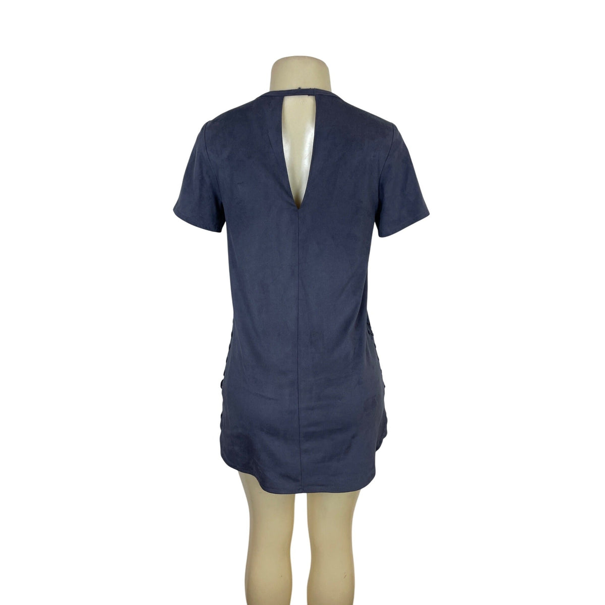 Abbeline Womens Short Sleeve Gray Mini Dress With Lace-Up Side Detail Sz S
