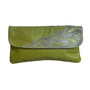 Unbranded Women's Green Leather Snape Closure Makeup Clutch Sz M