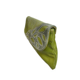 Unbranded Women's Green Leather Snape Closure Makeup Clutch Sz M