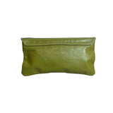 Unbranded Women's Green Leather Snape Closure Makeup Clutch Sz M