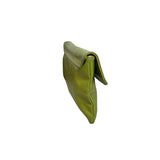 Unbranded Women's Green Leather Snape Closure Makeup Clutch Sz M