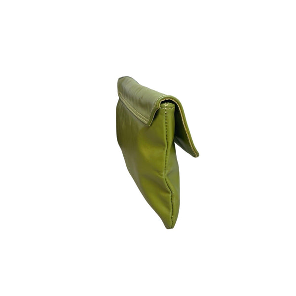Unbranded Women's Green Leather Snape Closure Makeup Clutch Sz M