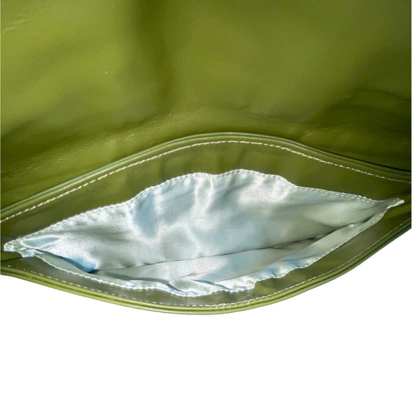 Unbranded Women's Green Leather Snape Closure Makeup Clutch Sz M
