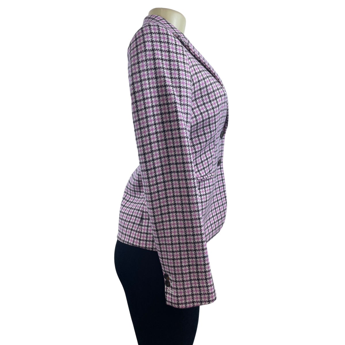 J. Crew Womens Pink Houndstooth Blazer Wool Blend XS China New