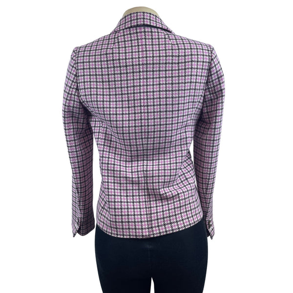 J. Crew Womens Pink Houndstooth Blazer Wool Blend XS China New