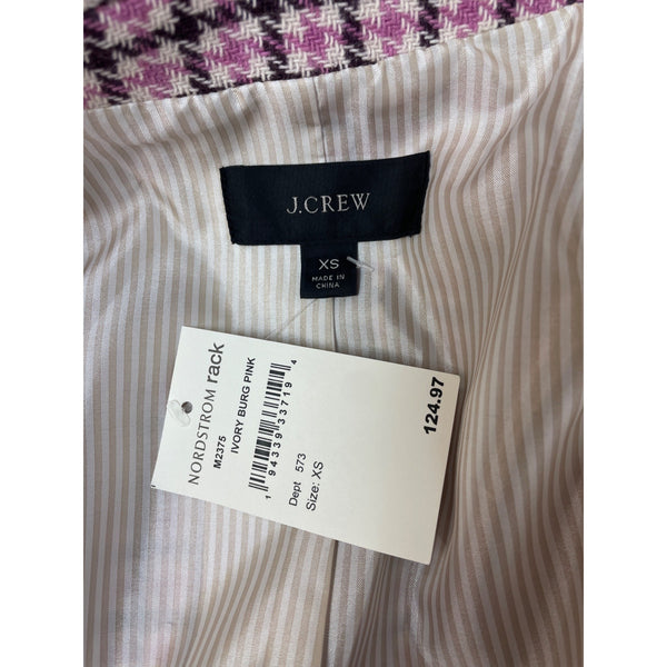 J. Crew Womens Pink Houndstooth Blazer Wool Blend XS China New