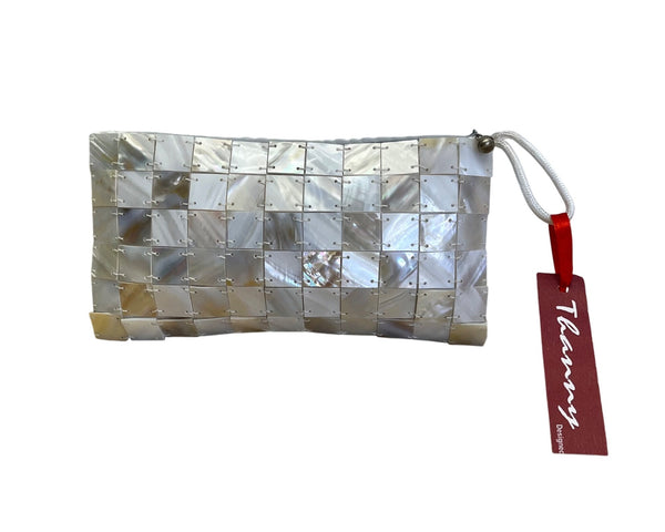 Thanny By Alessandra KT Mother-Of-Pearl Mosaic Zipper & Wrist Strap Clutch Bag