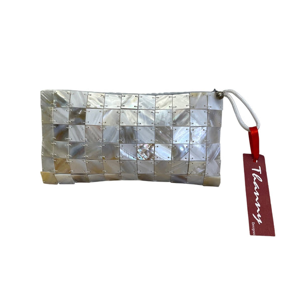 Thanny By Alessandra KT Mother-Of-Pearl Mosaic Zipper & Wrist Strap Clutch Bag