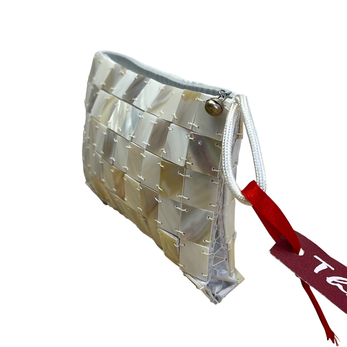 Thanny By Alessandra KT Mother-Of-Pearl Mosaic Zipper & Wrist Strap Clutch Bag