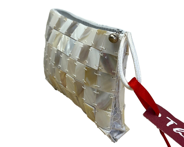 Thanny By Alessandra KT Mother-Of-Pearl Mosaic Zipper & Wrist Strap Clutch Bag