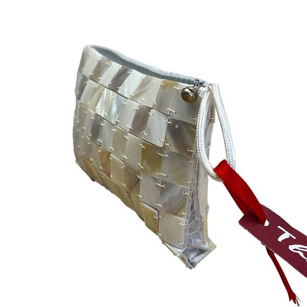 Thanny By Alessandra KT Mother-Of-Pearl Mosaic Zipper & Wrist Strap Clutch Bag