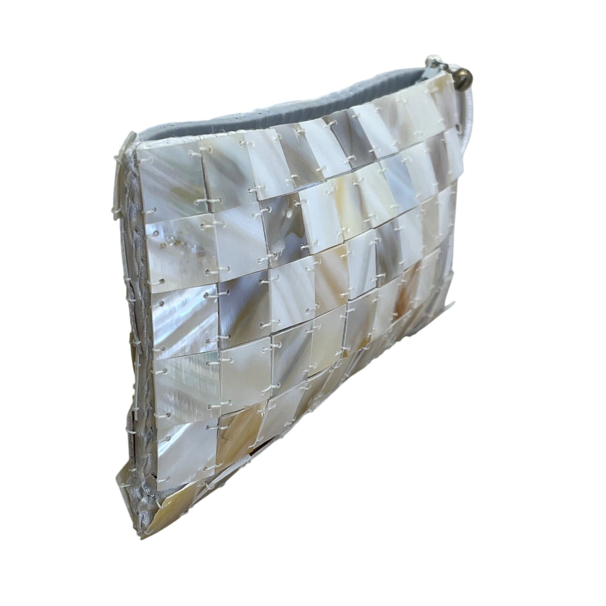 Thanny By Alessandra KT Mother-Of-Pearl Mosaic Zipper & Wrist Strap Clutch Bag